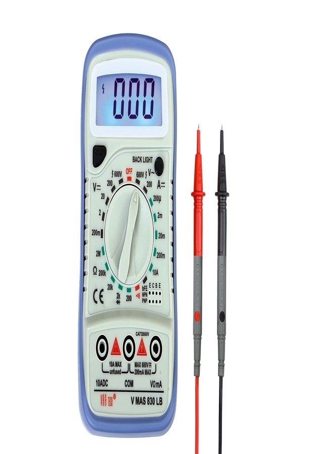 VAR TECH Digital Multimeter V MAS 830 LB, 3½ Digits (2000 Counts), 600 V AC/DC, with Backlight - Image 1